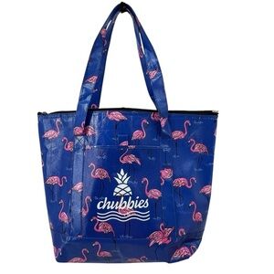 Chubbies The Pop Flock And Drop It Insulated Drink Cooler Flamingos Tote
